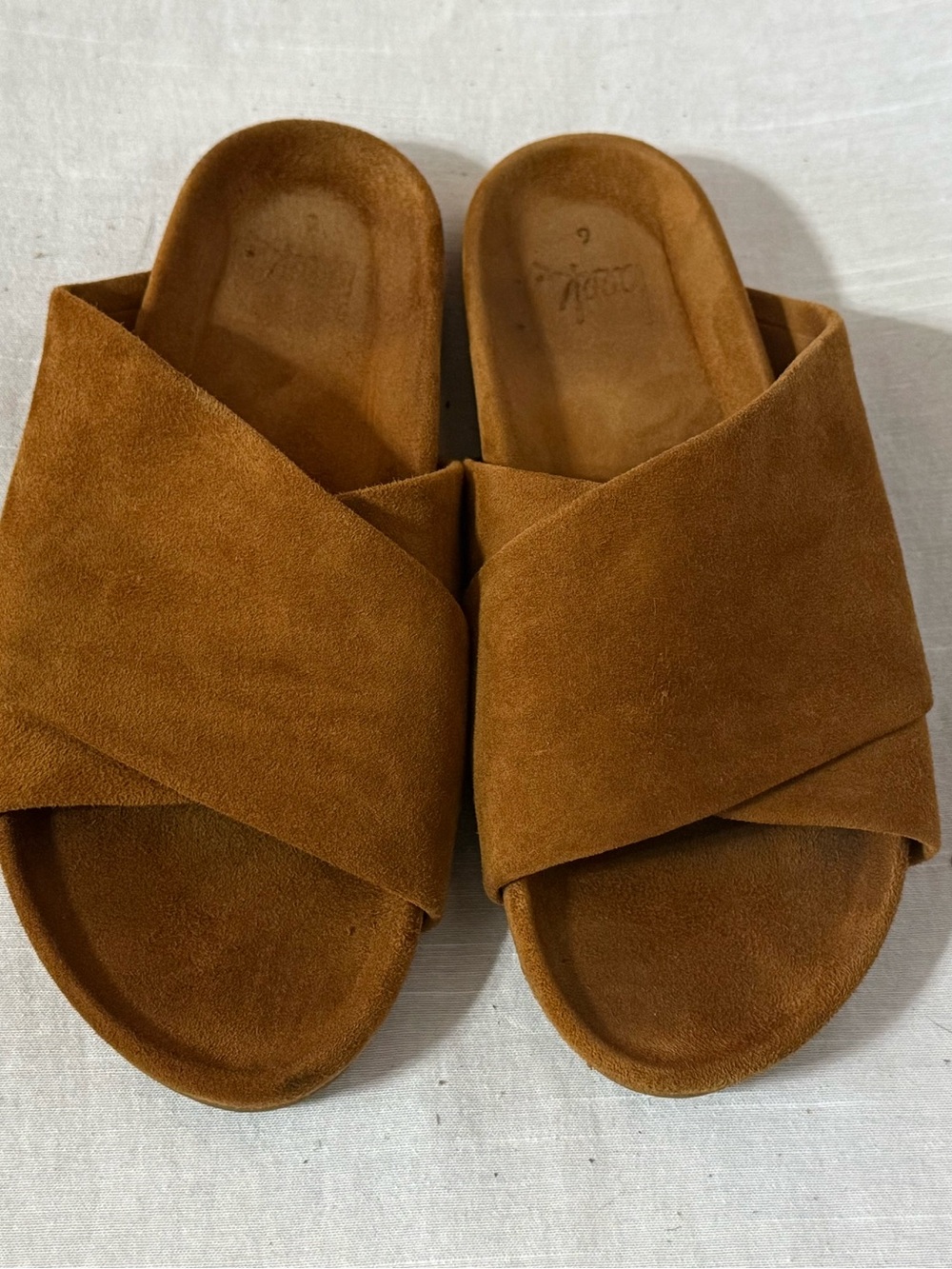 Beek KEA Suede Slide Sandals Brown Women’s 6 Comfort Footbed